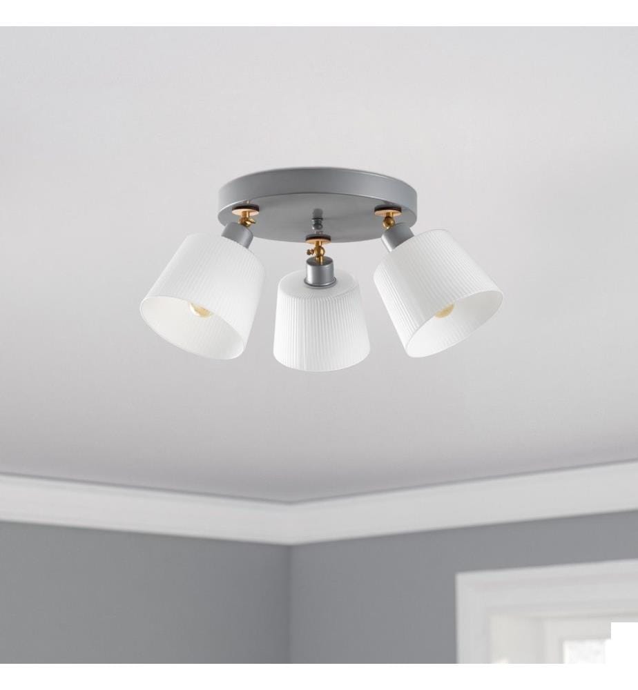 Lustre, argent, corps en métal, chapeau en verre