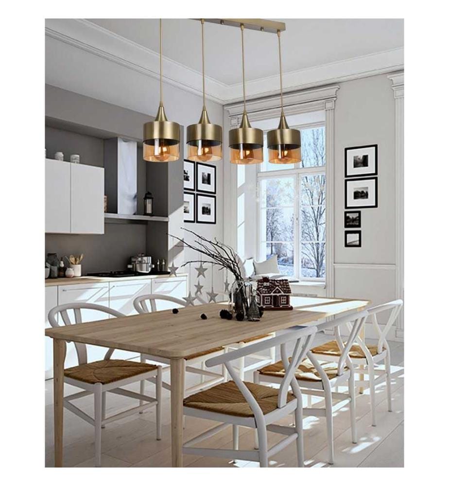 Lustre, Vintage, Corps en métal, recouvert de cuivre