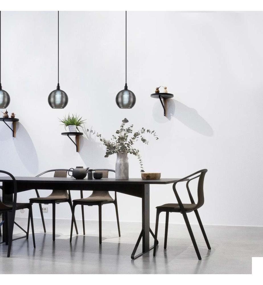 Chandelier, fumée noire, corps en métal, capuchon en verre