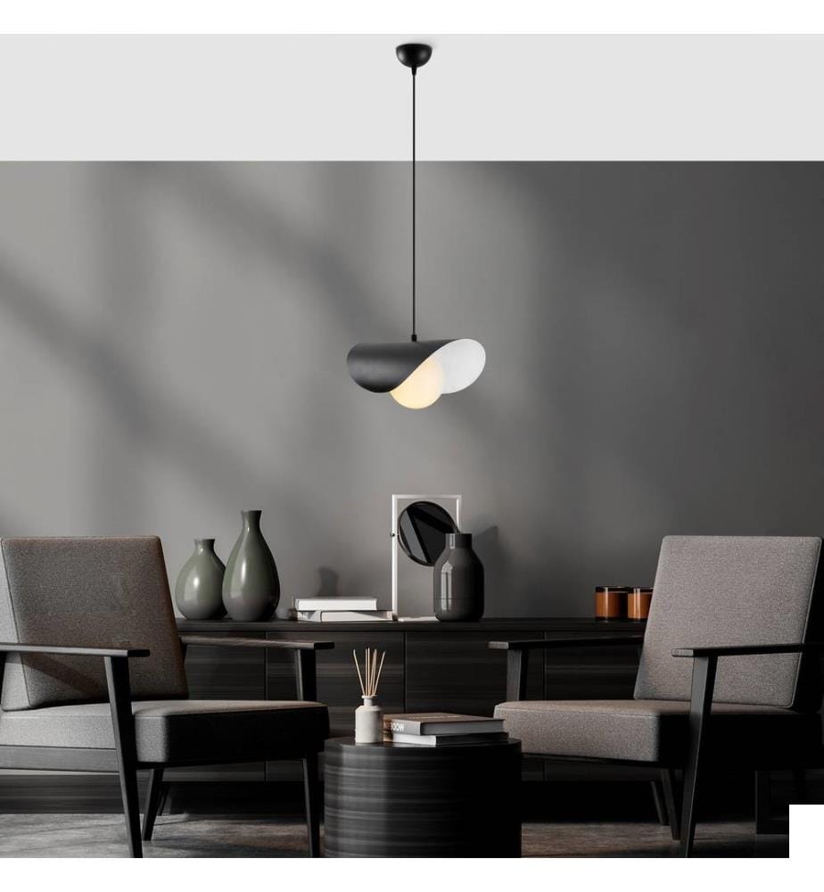 Lustre, Noir, Blanc, Corps en métal, Plaque de base en métal
