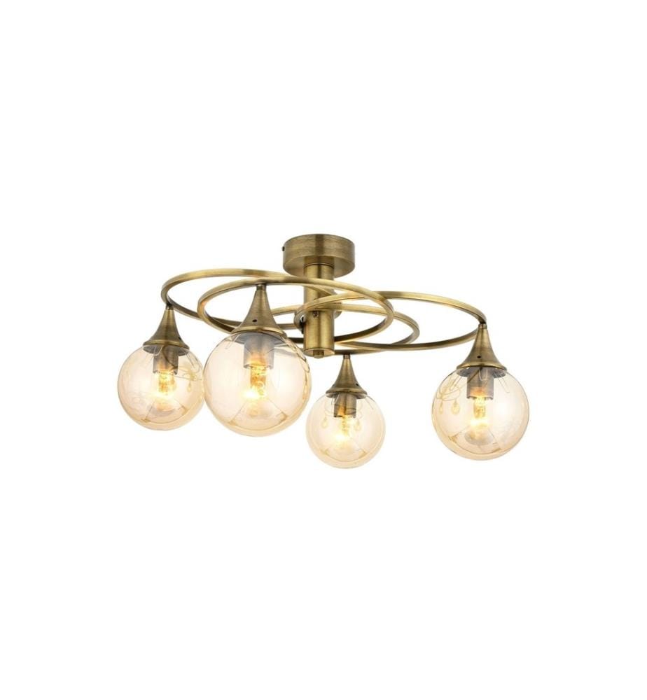 Lustre, Antiquation, Corps en métal, Chapeau en verre