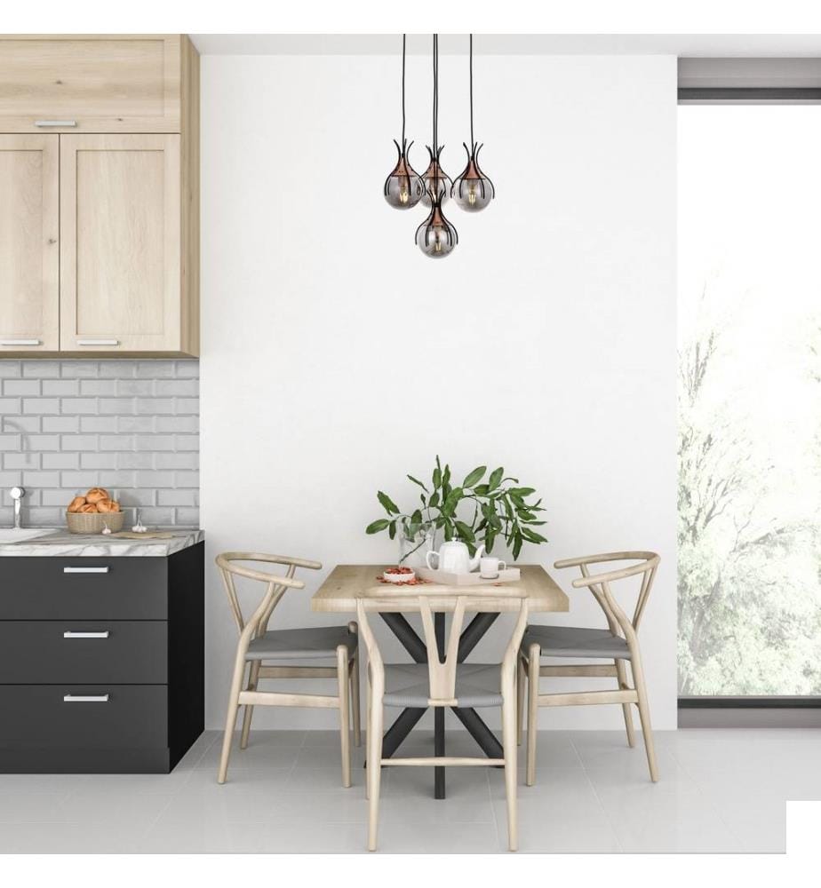 Lustre, noir, bronze, corps en métal, chapeau en verre