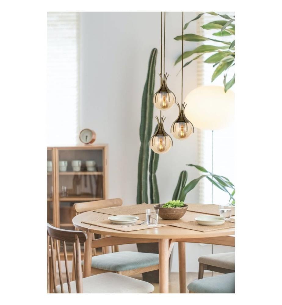 Lustre, Antiquation, Corps en métal, Chapeau en verre