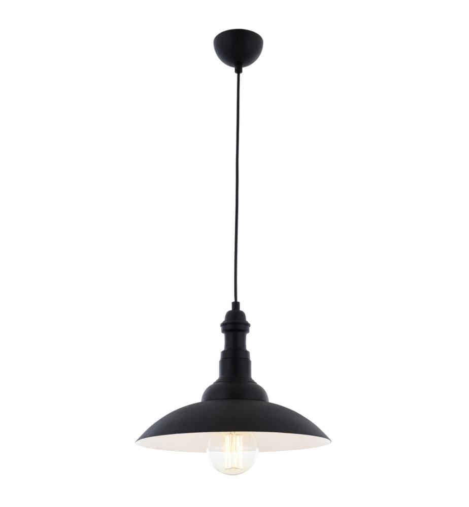 Lustre, Noir, Corps en métal, Capuchon en métal