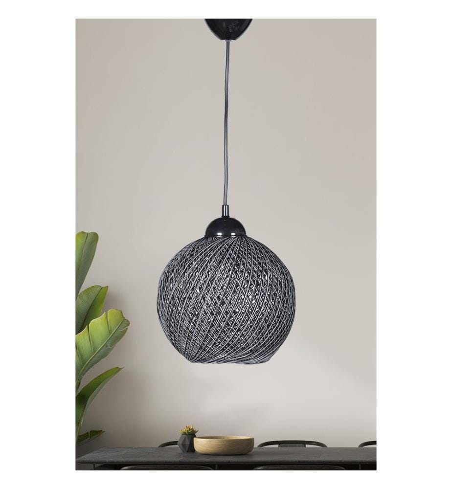 Lustre, Noir Gris, Corps en métal, Capuchon en coton