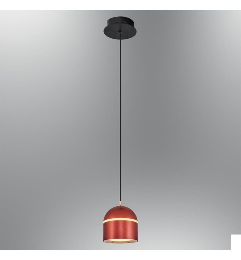 Lustre, brun, corps en métal, calotte en verre opale