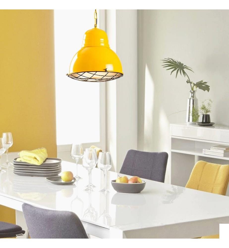 Lustre, jaune, or, corps en fer