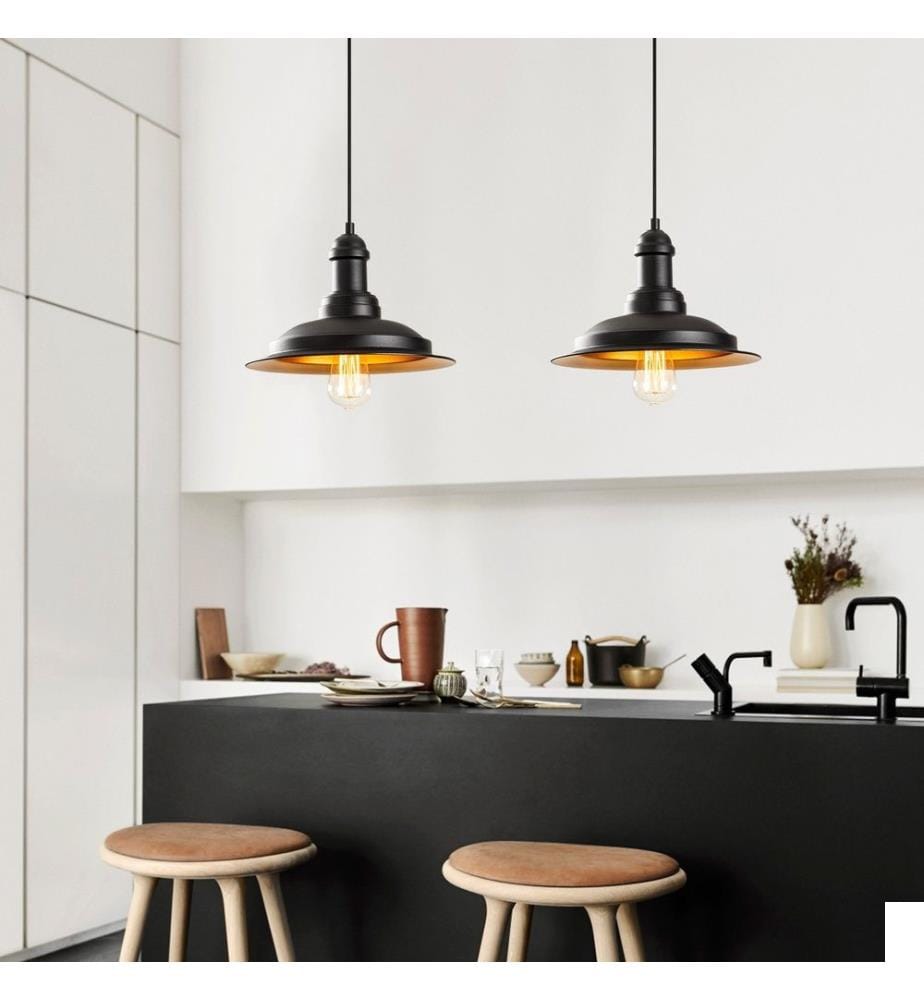 Lustre, noir, or, corps en fer