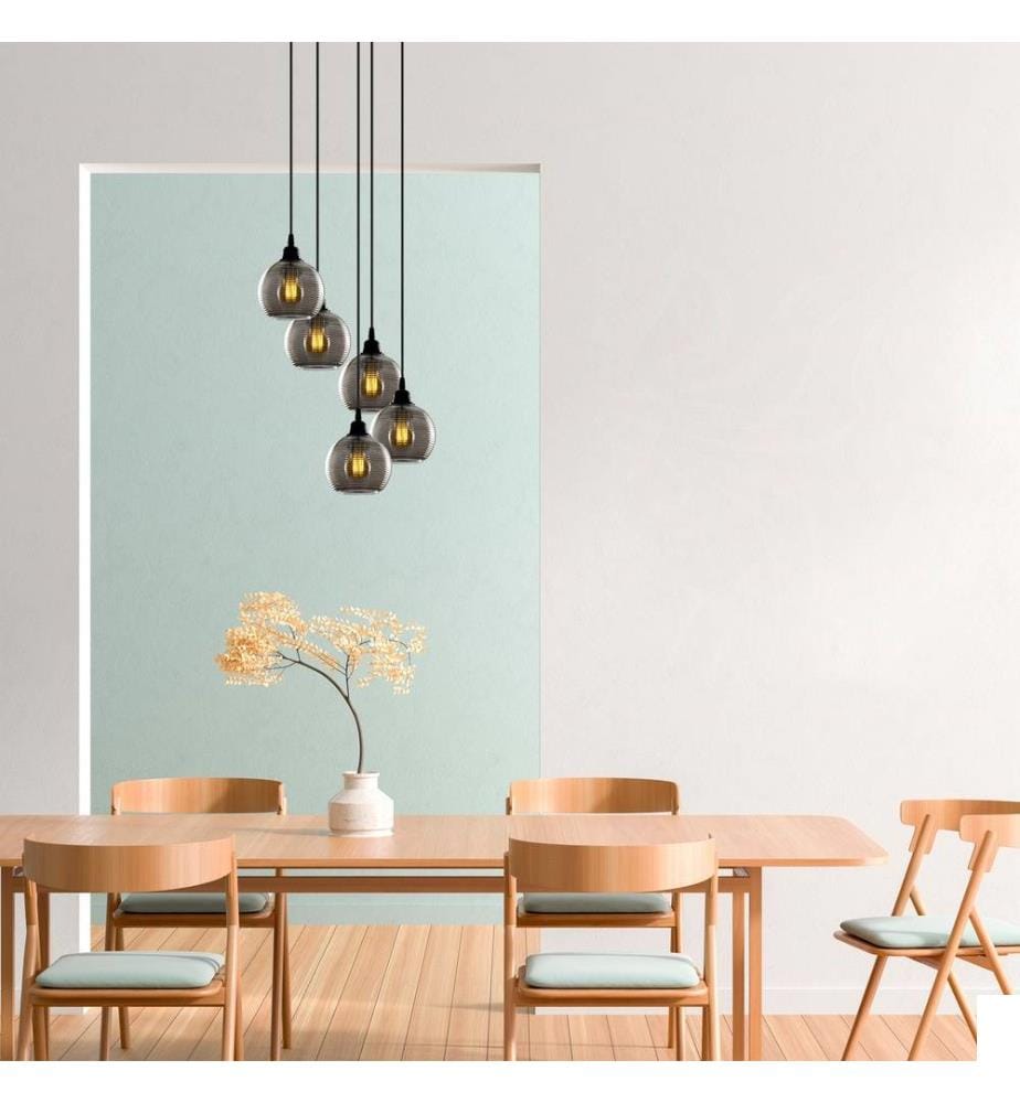 Chandelier, Fumée, Corps en métal, Capuchon en verre