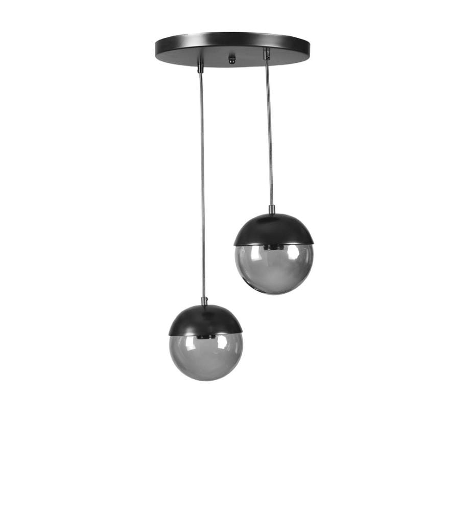 Lustre, Gris foncé, Corps en métal, Chapeau en métal