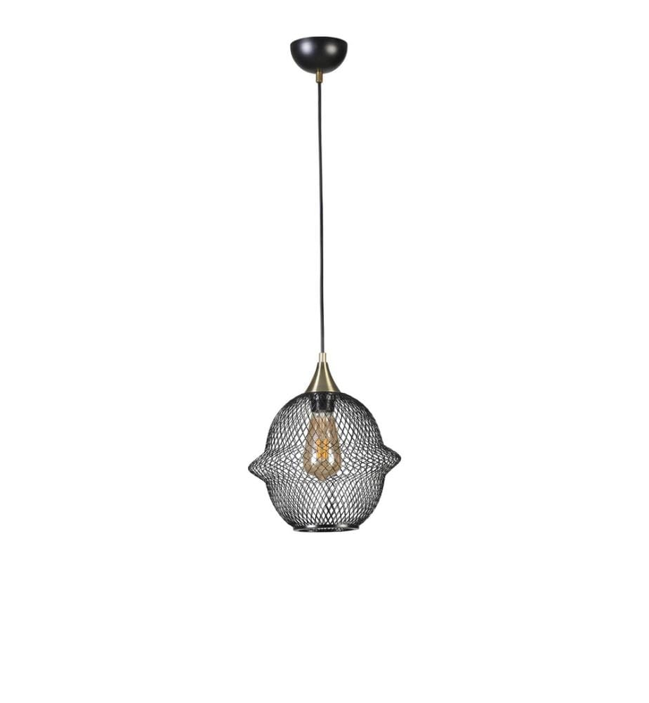 Lustre, Noir, Corps en métal, Capuchon en métal