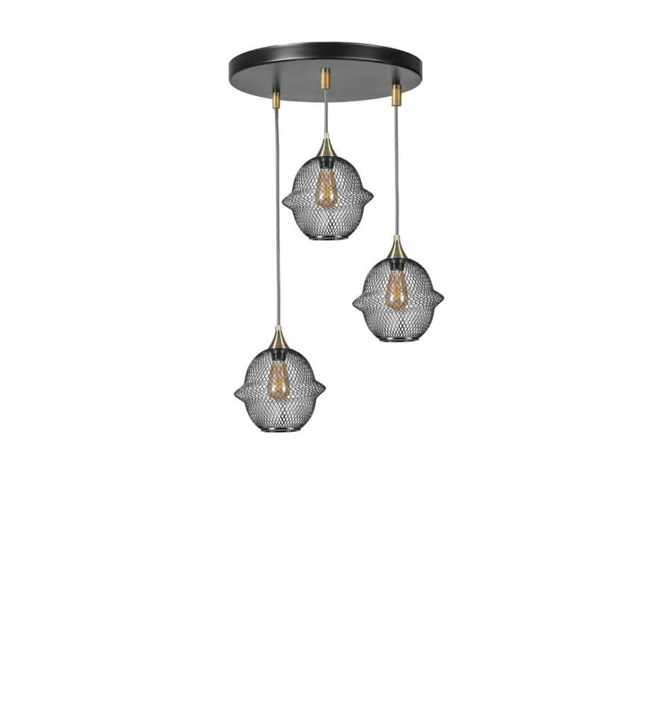 Lustre, Noir, Corps en métal, Capuchon en métal