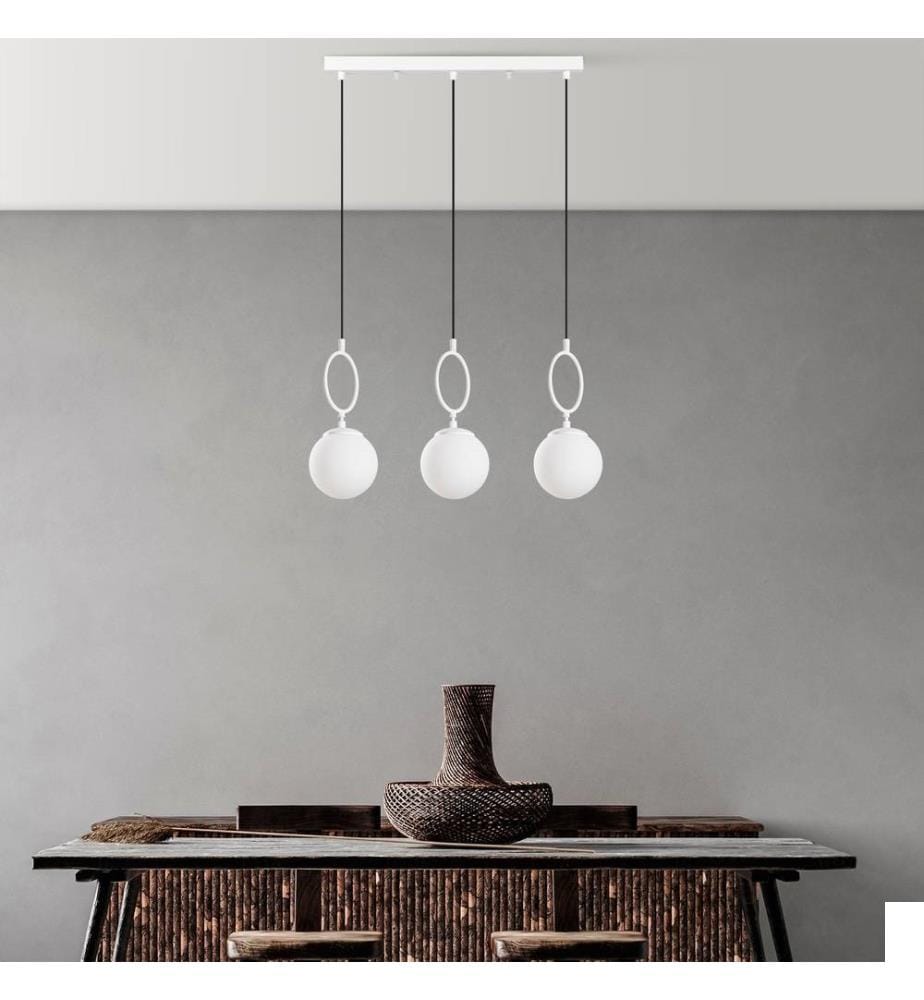 Lustre, blanc, corps en métal, socle en métal