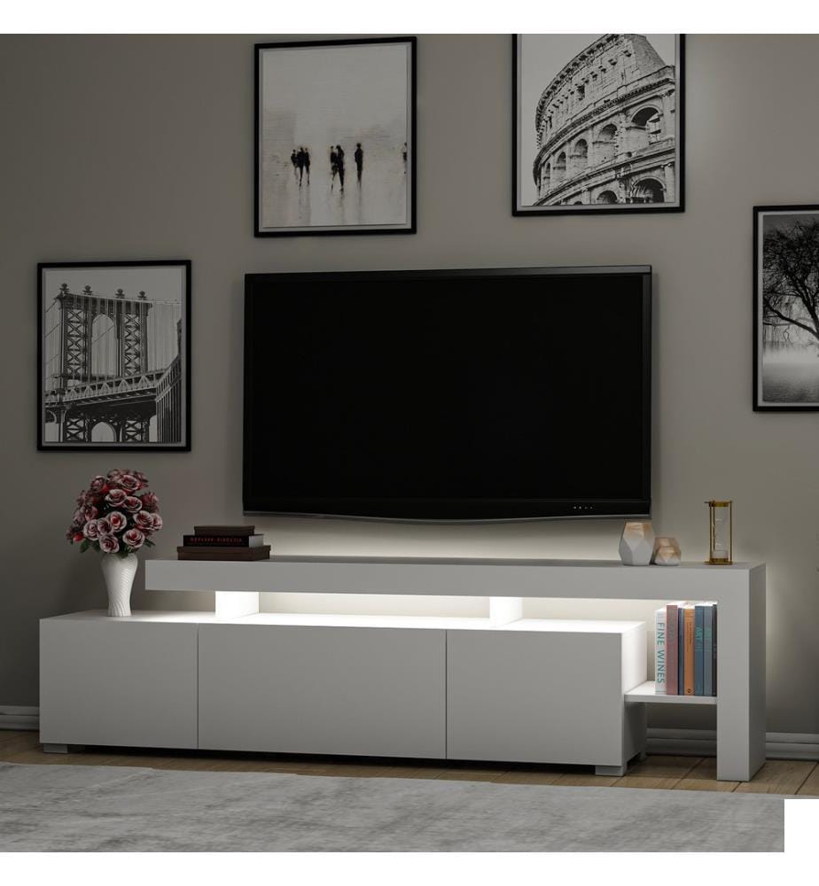 Blanc, Armoires Tv, 53X192X37 cm, Plaque De Particules Enrobée De Mélamine