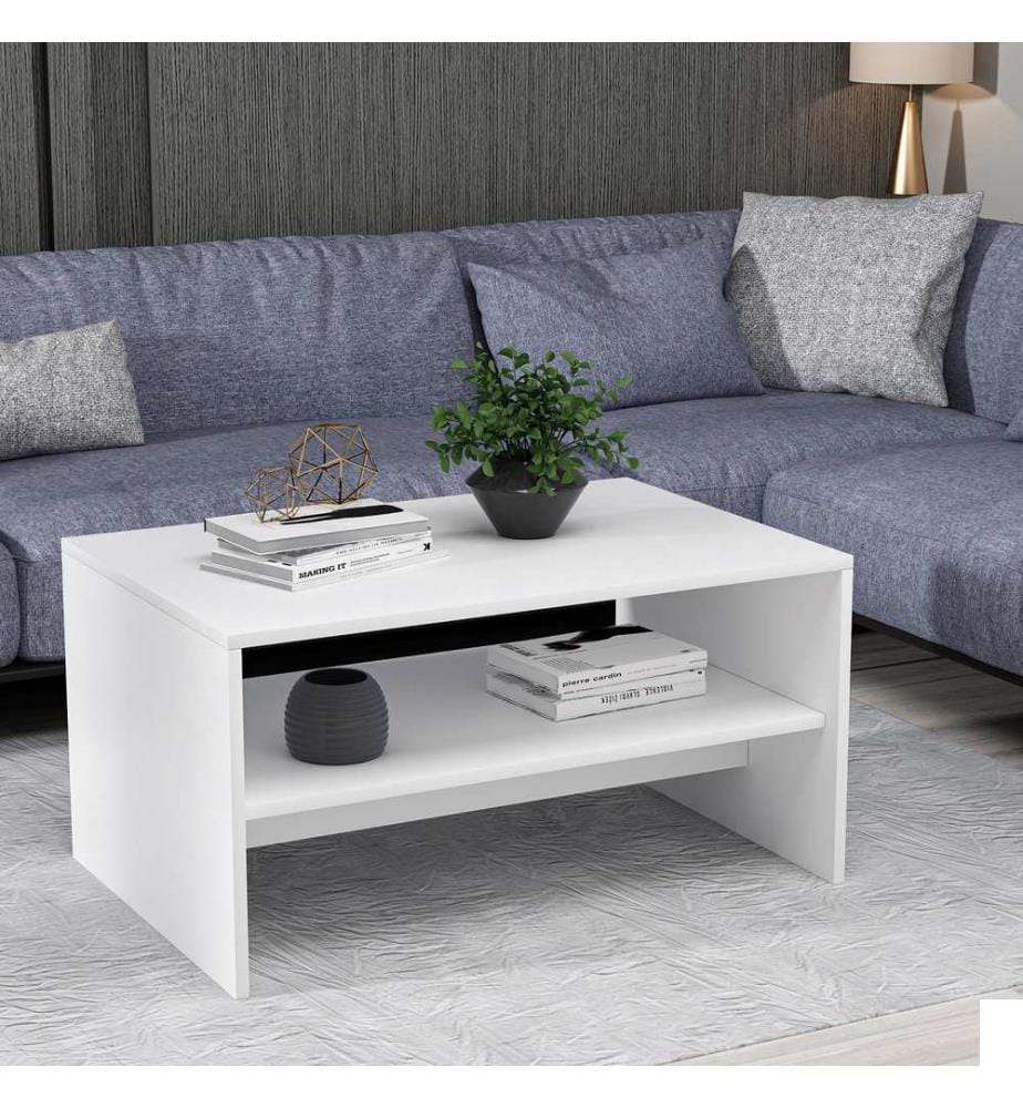 Blanc, Tables Basses, 46,8X90X45 cm, Plaque De Particules Enrobée De Mélamine