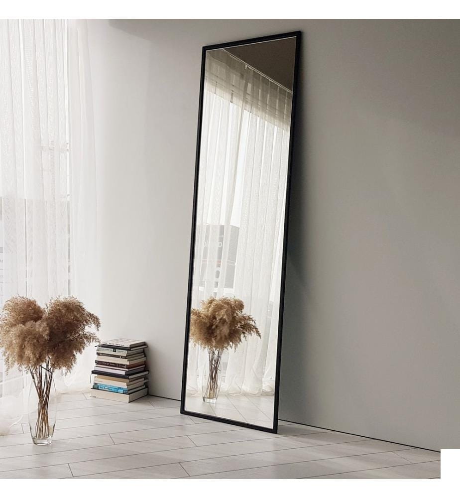 Noir, Miroir Mural, 170X50X60 cm, Métal