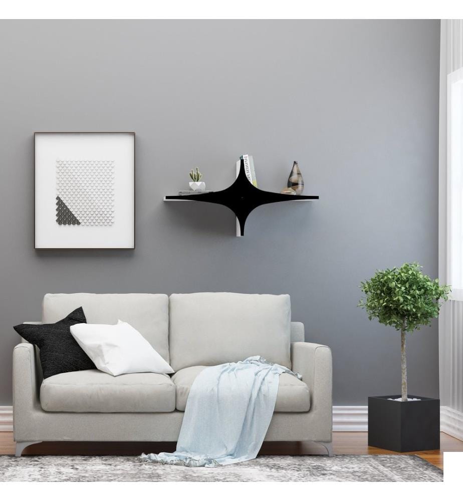 Noir, Étagères Murales, 45X90X20 cm, Plaque De Particules Enrobée De Mélamine