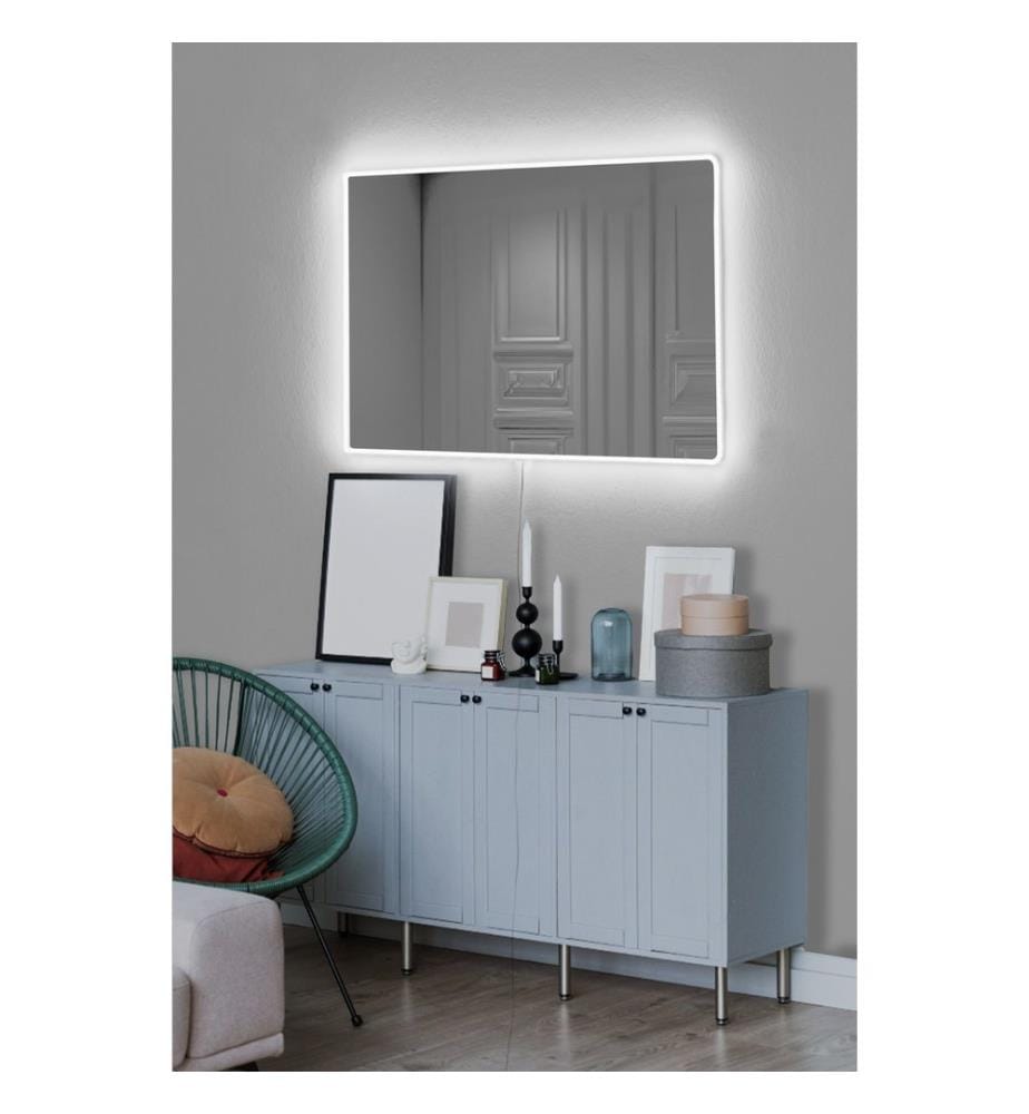 Miroir avec éclairage Led, blanc, miroir incassable résistant aux chocs, miroir acrylique avec support MDF