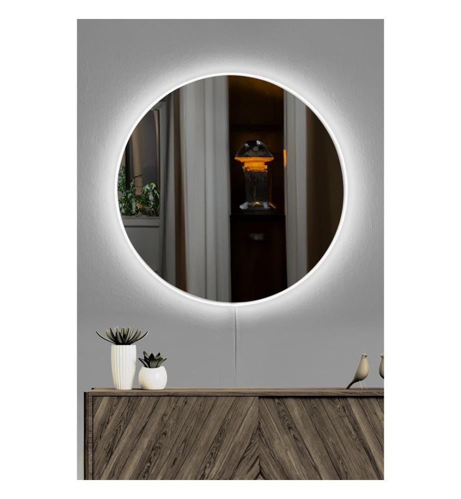 Miroir avec éclairage Led, blanc, miroir incassable à l'épreuve des regards, miroir acrylique avec support MDF