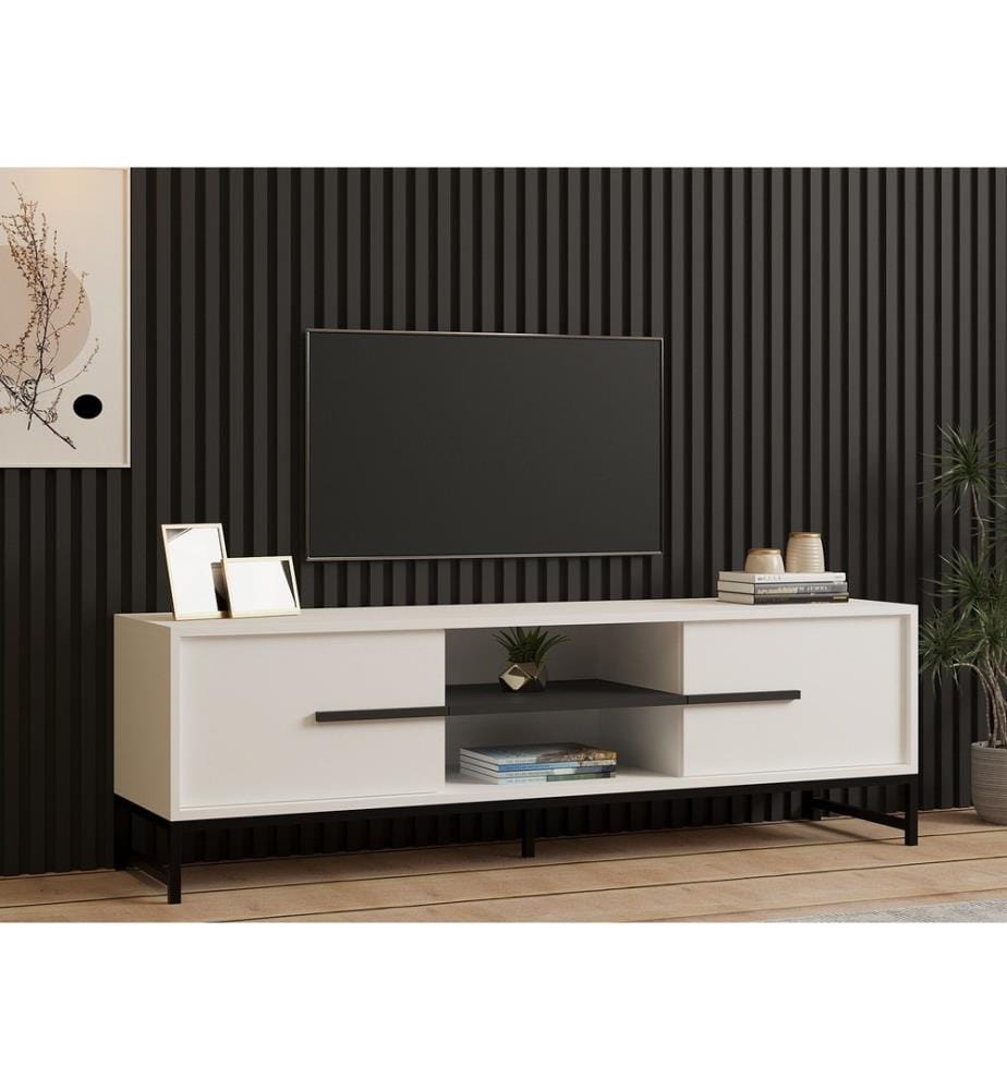 Blanc, Armoires Tv, 50X160X40 cm, Plaque De Particules Enrobée De Mélamine
