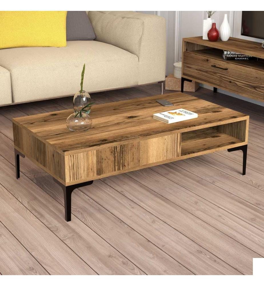 Couleur Noix, Tables Basses, 32,6X105X60 cm, Plaque De Particules Enrobée De Mélamine