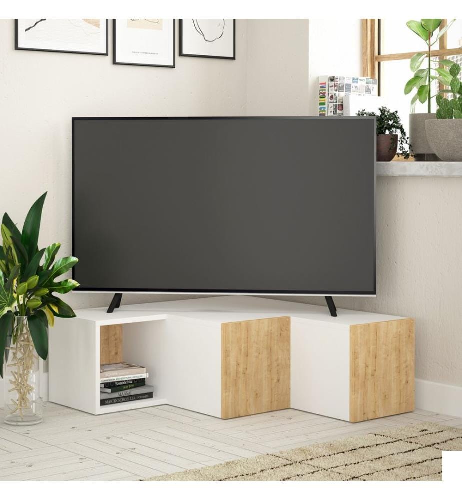 Blanc, Chêne, Armoires Tv, 32X90X92 cm, Plaque De Particules Enrobée De Mélamine