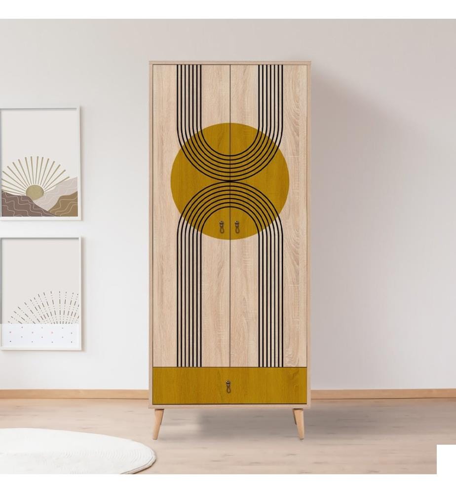 Colorée, Armoires, 190X80X45 cm, Plaque De Particules Enrobée De Mélamine