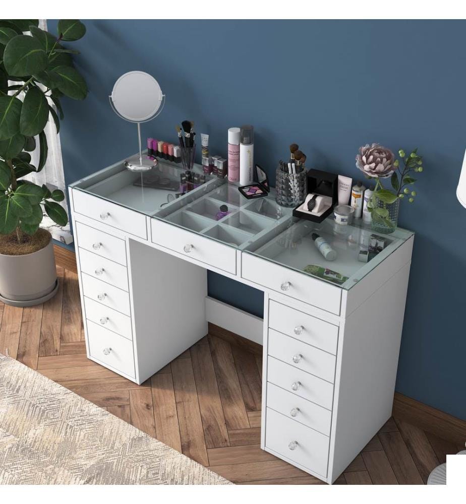 Table de maquillage, blanc, mélaminé E1 Quality Chipboard