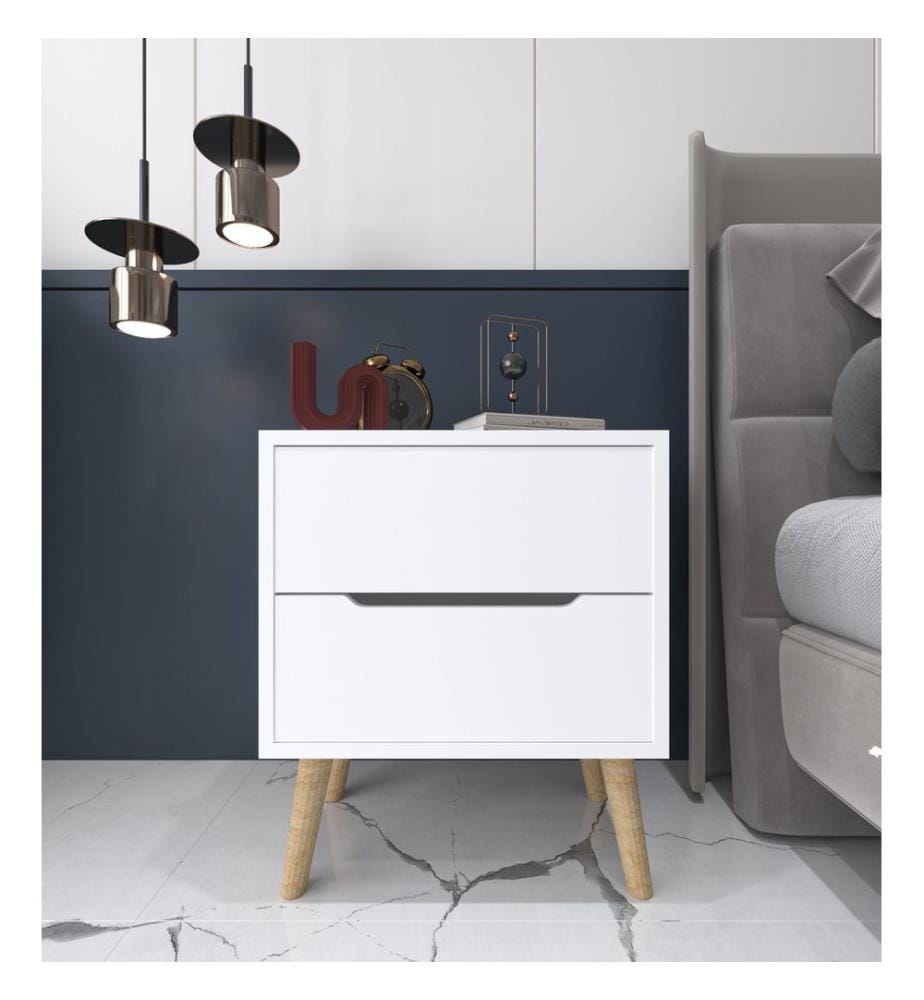 Table de nuit, blanc, 100 % panneau de particules mélaminé