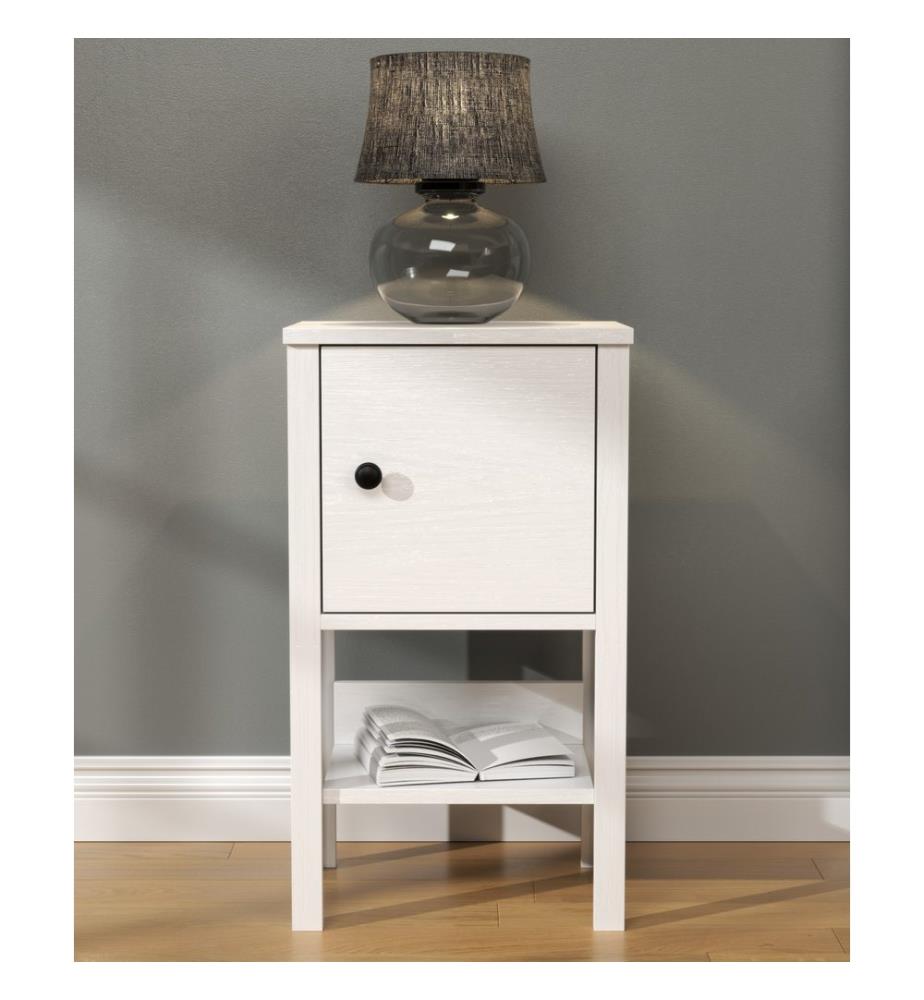 Table de nuit, bois, blanc, 100 % panneau de particules mélaminé