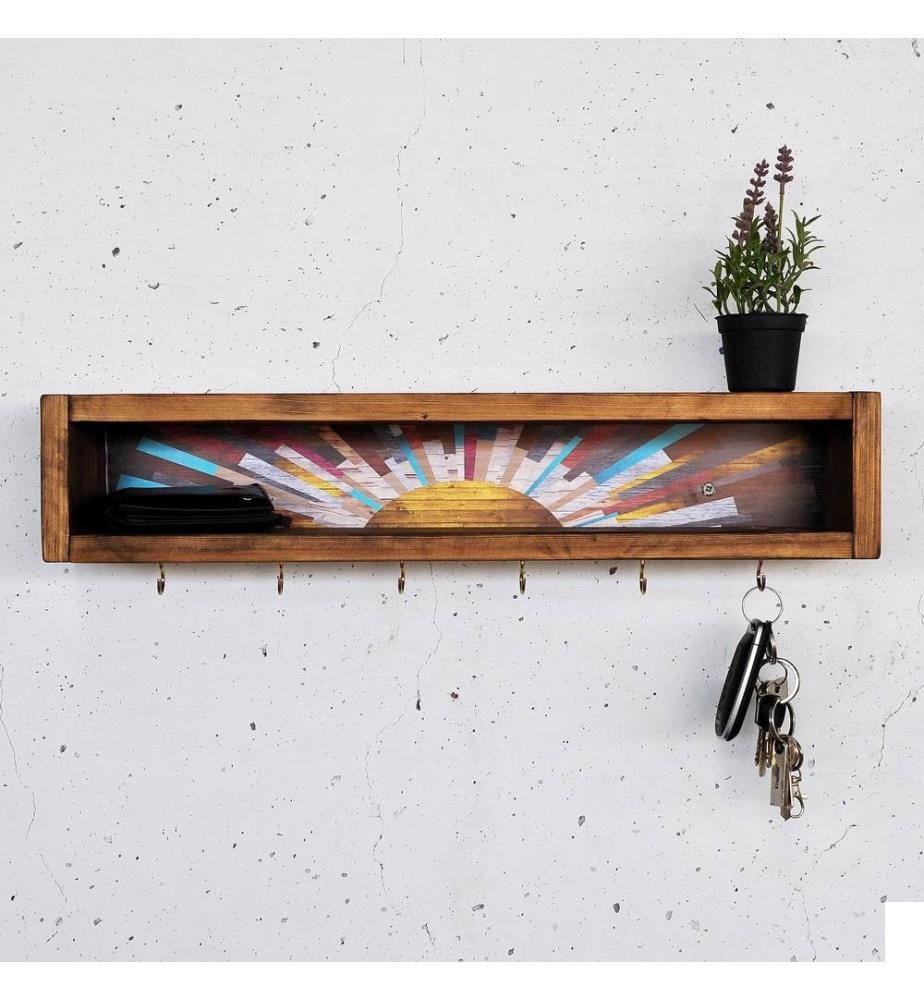 Étagère murale décorative en bois, 100 % bois massif