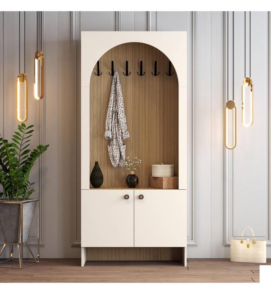 Portemanteau, crème, chêne, 100 % panneau de particules mélaminé