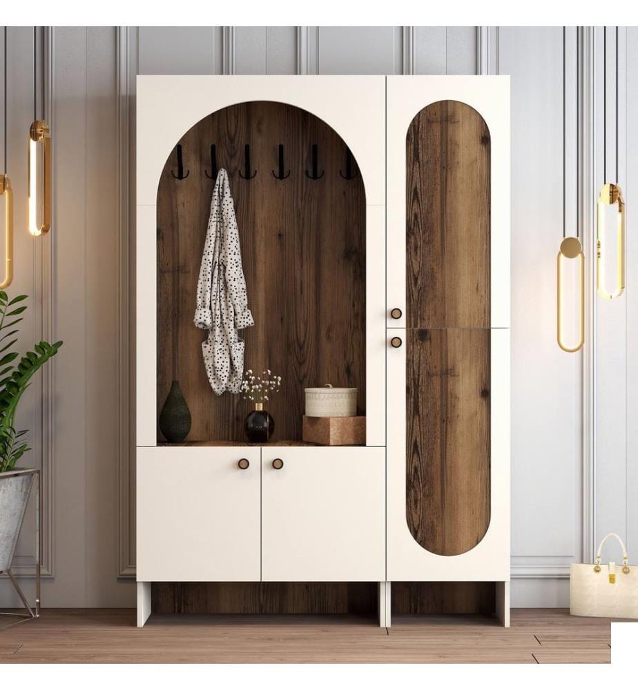 Portemanteau, crème, noyer, 100 % panneau de particules mélaminé