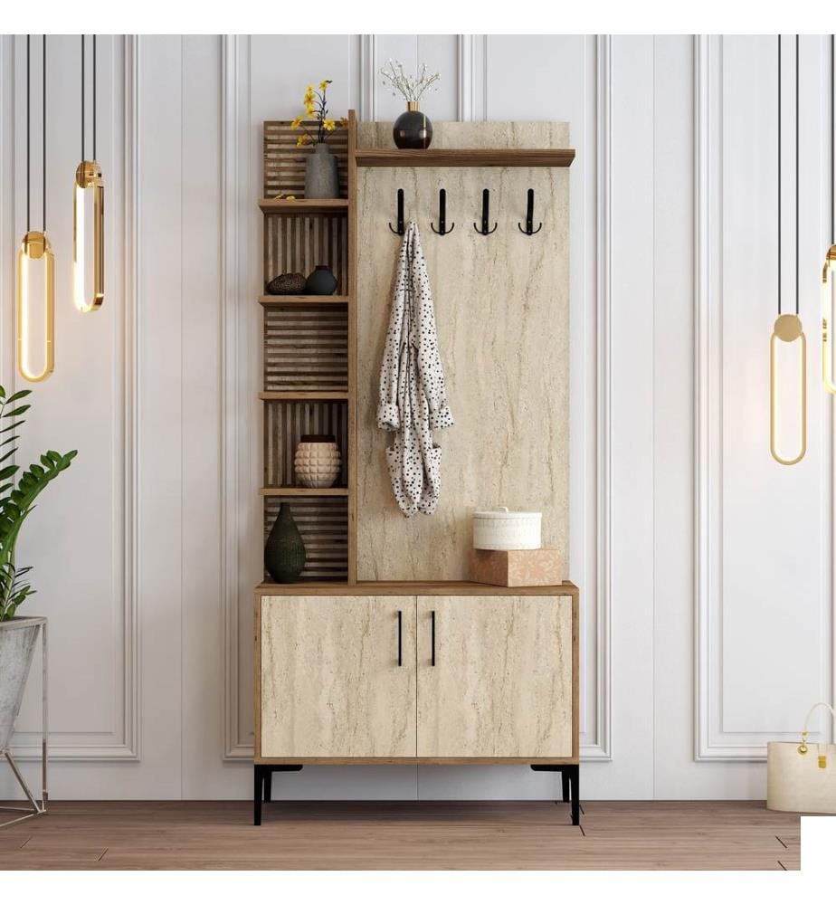Portemanteau, noyer, travertin, 100 % panneau de particules mélaminé
