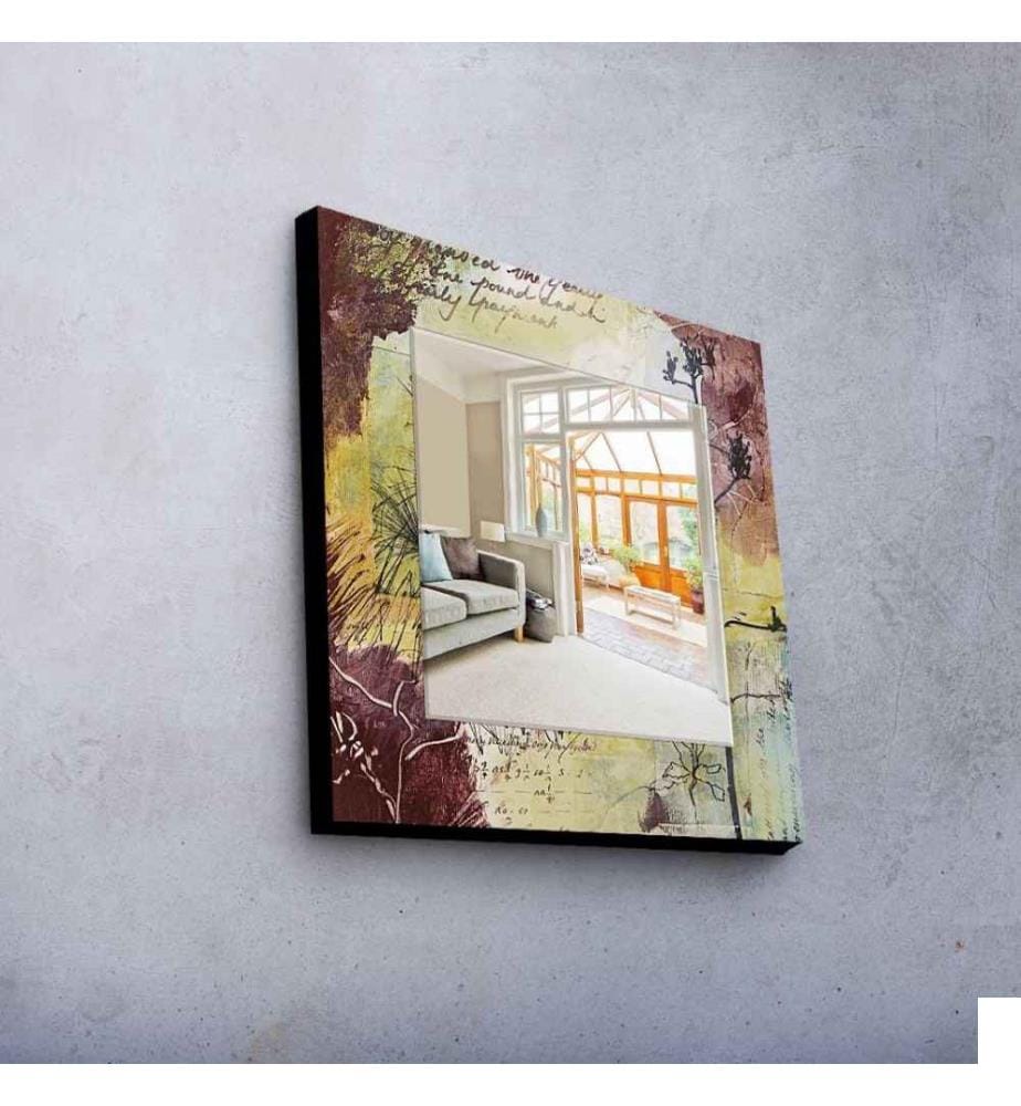 Miroir décoratif, Multicolore, Miroir, Réel, , Cadre en bois de pin