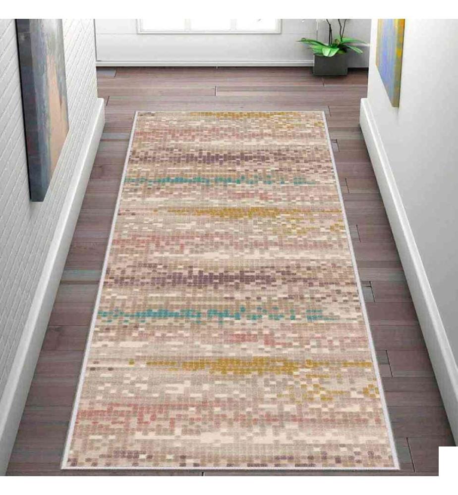 Tapis, crème, poudre, moutarde, vison, 100% polyester, 80 x 400 cm