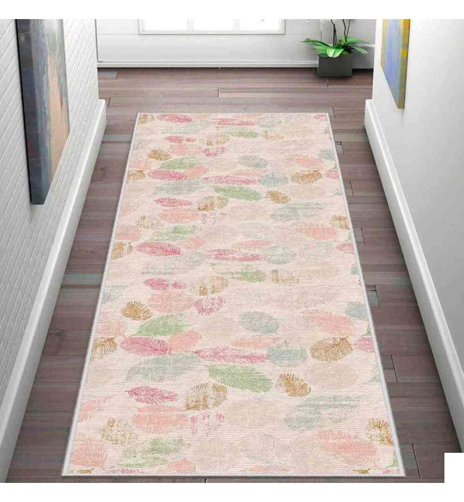 Tapis, rose, poudre, vert, brun, 100% polyester, 100 x 500 cm