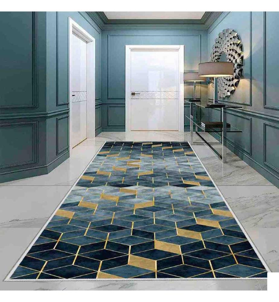 Tapis, vert, or, vert foncé, 100% polyester, 80 x 550 cm