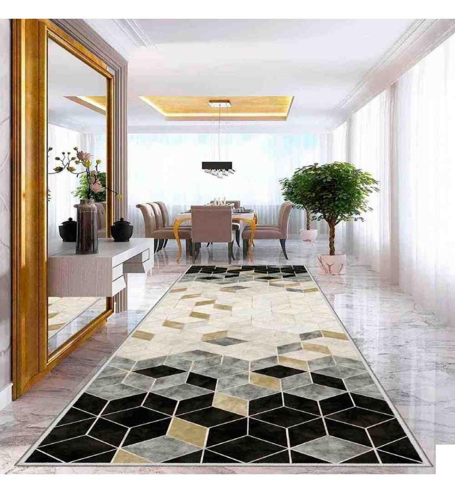 Tapis, Beige, Gold, Black, 100% Polyester, 80 x 450 cm