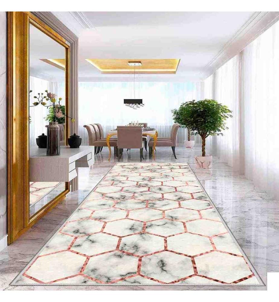 Tapis, crème, bronze, noir, 100% polyester, 100 x 250 cm