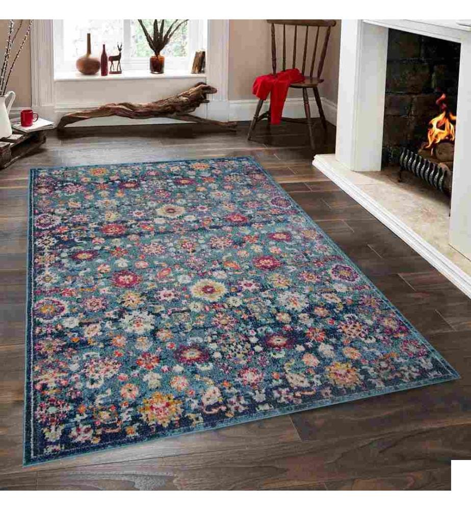 Tapis de salle, bleu, 100% polypropylène, 80 x 300 cm