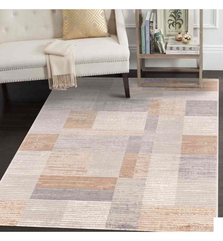 Tapis, Gris, Beige, Marron, 60% Polyproplène - 40% Polyester, 160 x 230 cm