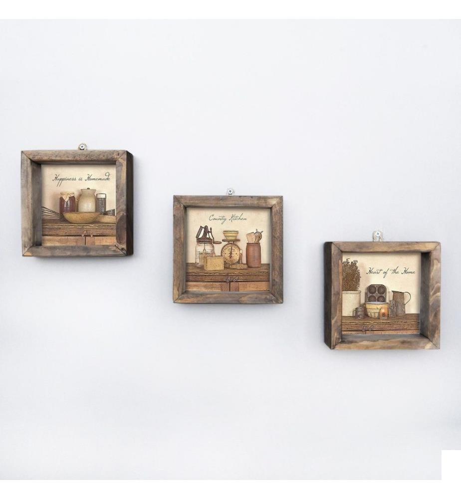 Peinture décorative encadrée MDF, 3 pièces, multicolore, peinture MDF, imprimée aux UV