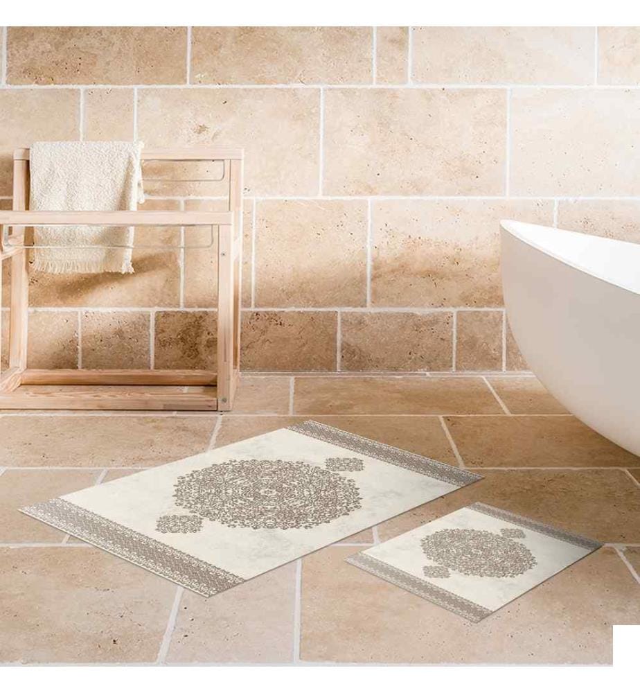 Set de tapis de bain, 2 pièces, marron, polyester, 850 gr-m²,