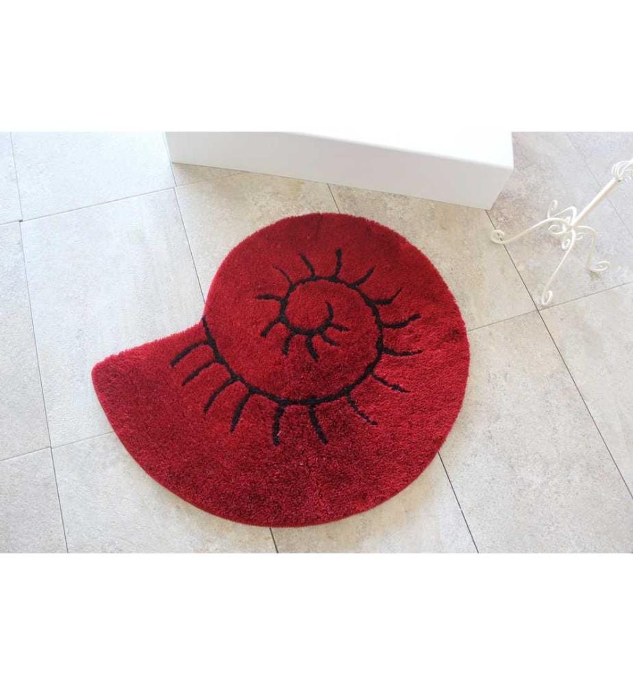 Tapis de bain, rouge, acrylique, hauteur des poils 25 mm