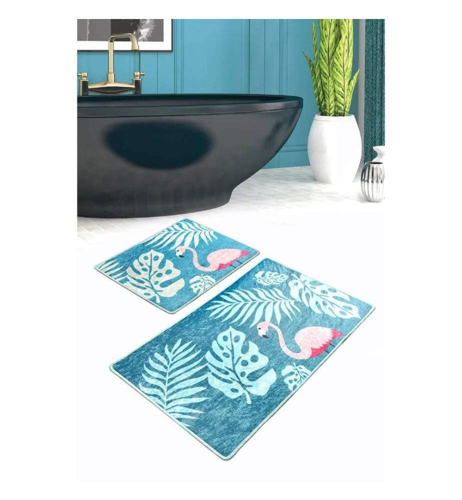 Set de tapis de bain, 2 pièces, Multicolore, Micro Polyamide, Antiallergique
