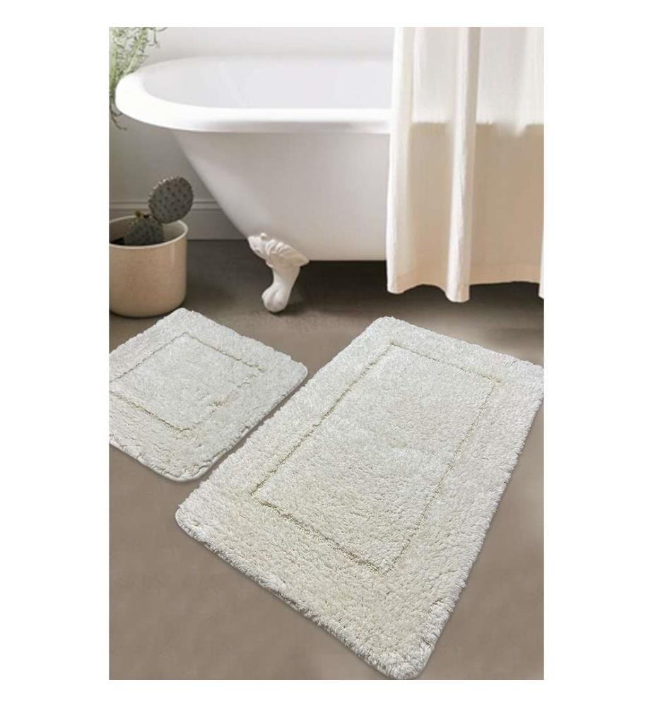 Set de tapis de bain, 2 pièces, Ecru, Coton, 1600 gr-m²,
