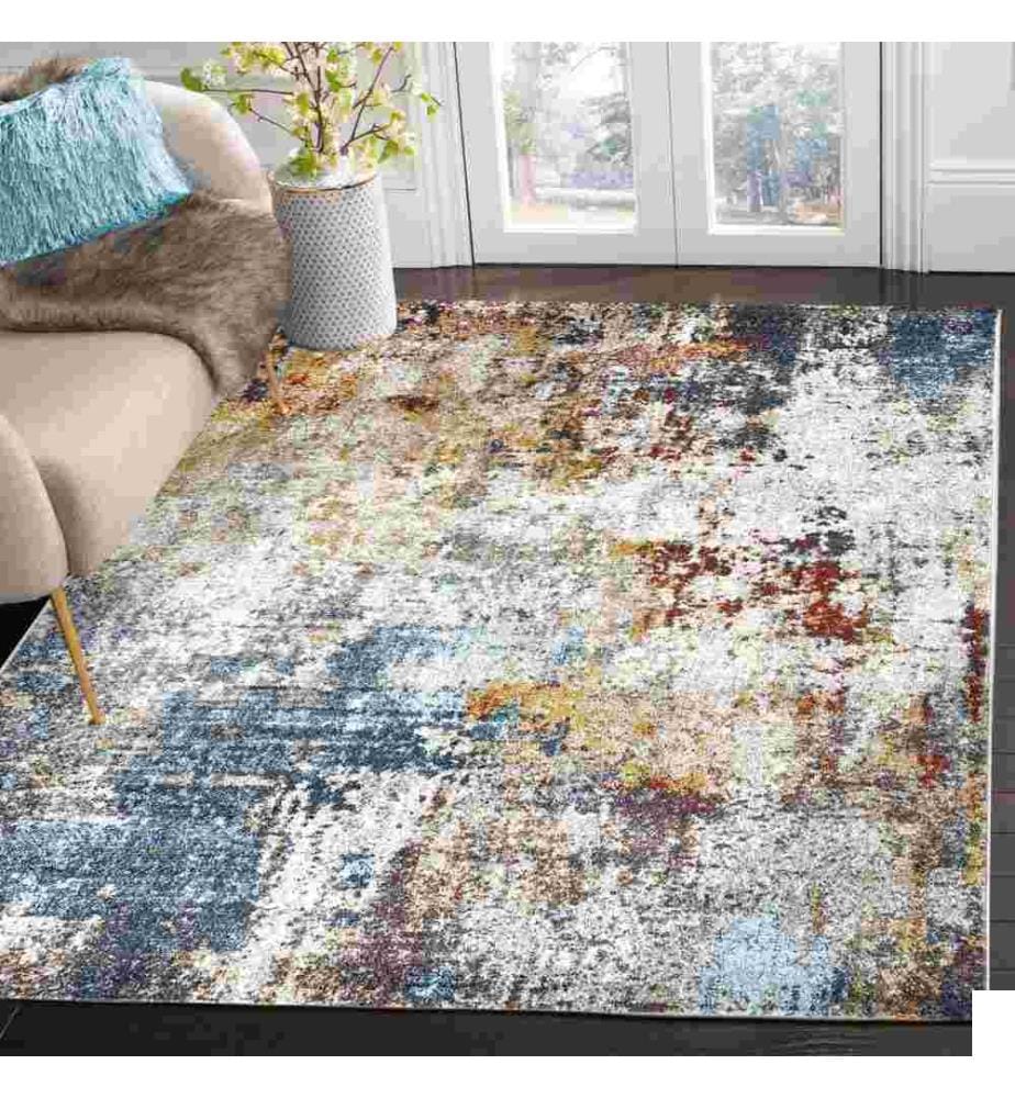 Tapis de hall, 80 x 150, , Crème, Bleu, Polyproplène, 1700 G-m²,