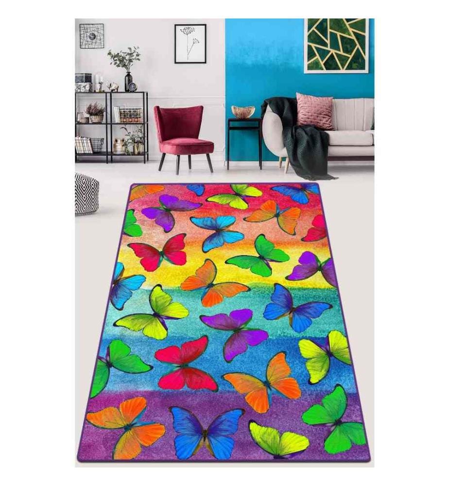 Tapis de salle, 80 x 100, , Multicolor, 50% tissu velours - 50% polyester, hauteur des poils 4 mm