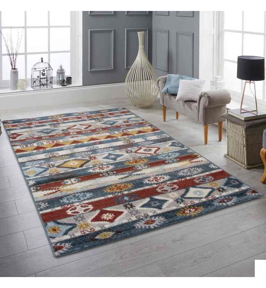 Tapis de hall, 80 x 150, , Crème, Bleu, Polypropylène, 1500 gr-m²,